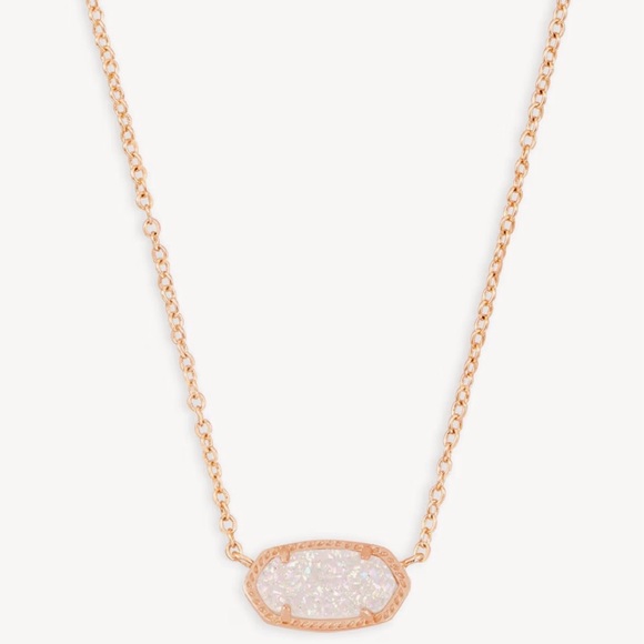 EUC Authentic Kendra Scott Elisa Rose Gold Pendant Necklace in Iridescent Drusy - Picture 5 of 7